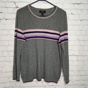 Charter Club Luxury Women's Gray 100% Cashmere Long Sleeve Sweater Size L